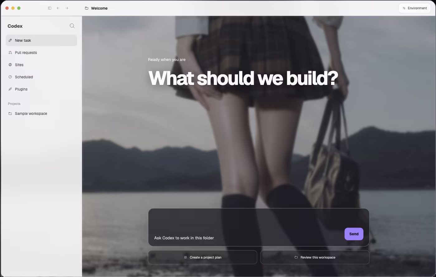 Codex interface preview using a lakeside custom skin